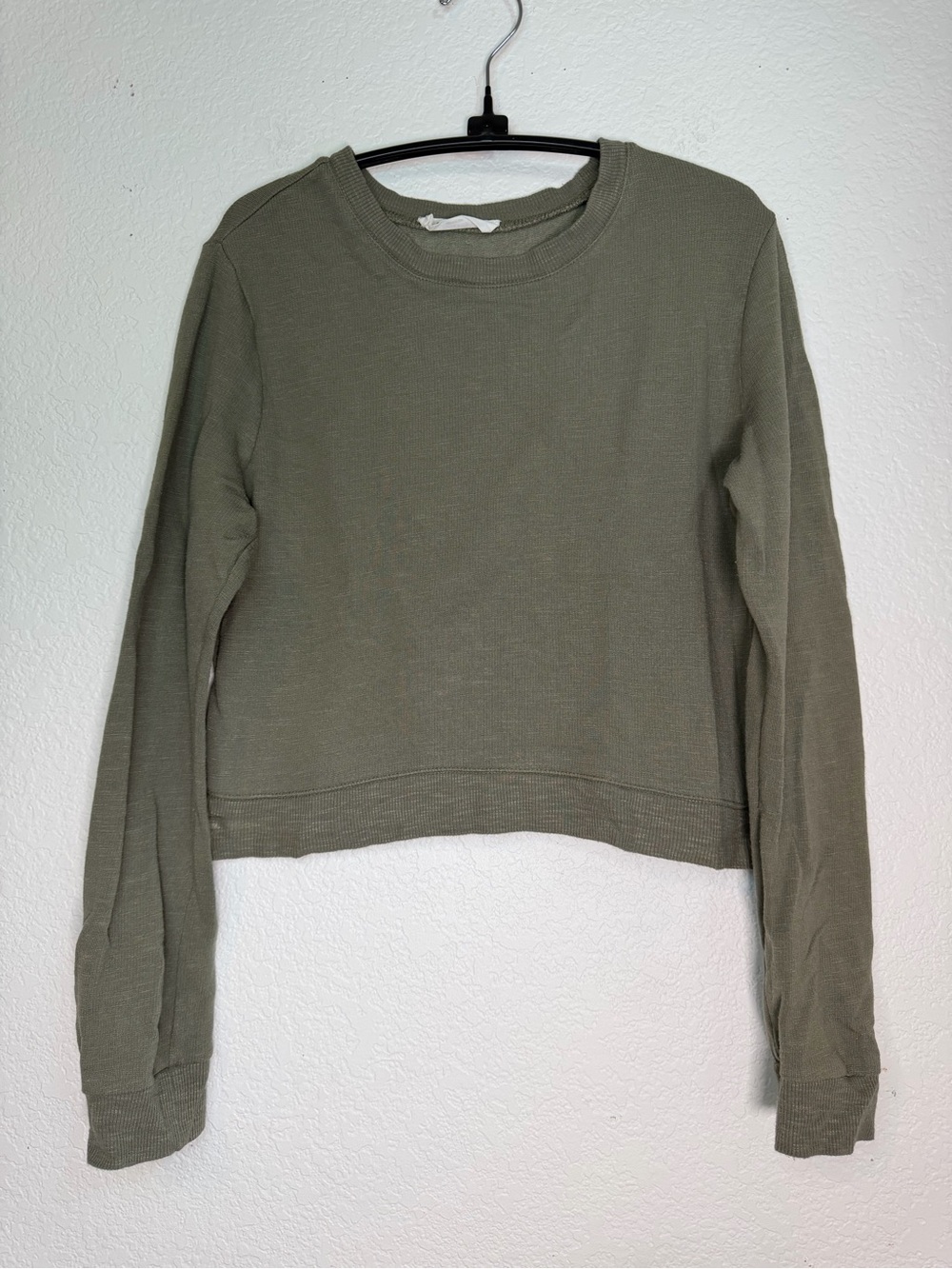 Double Zero Olive Crewneck Thermal Sweater, Size M